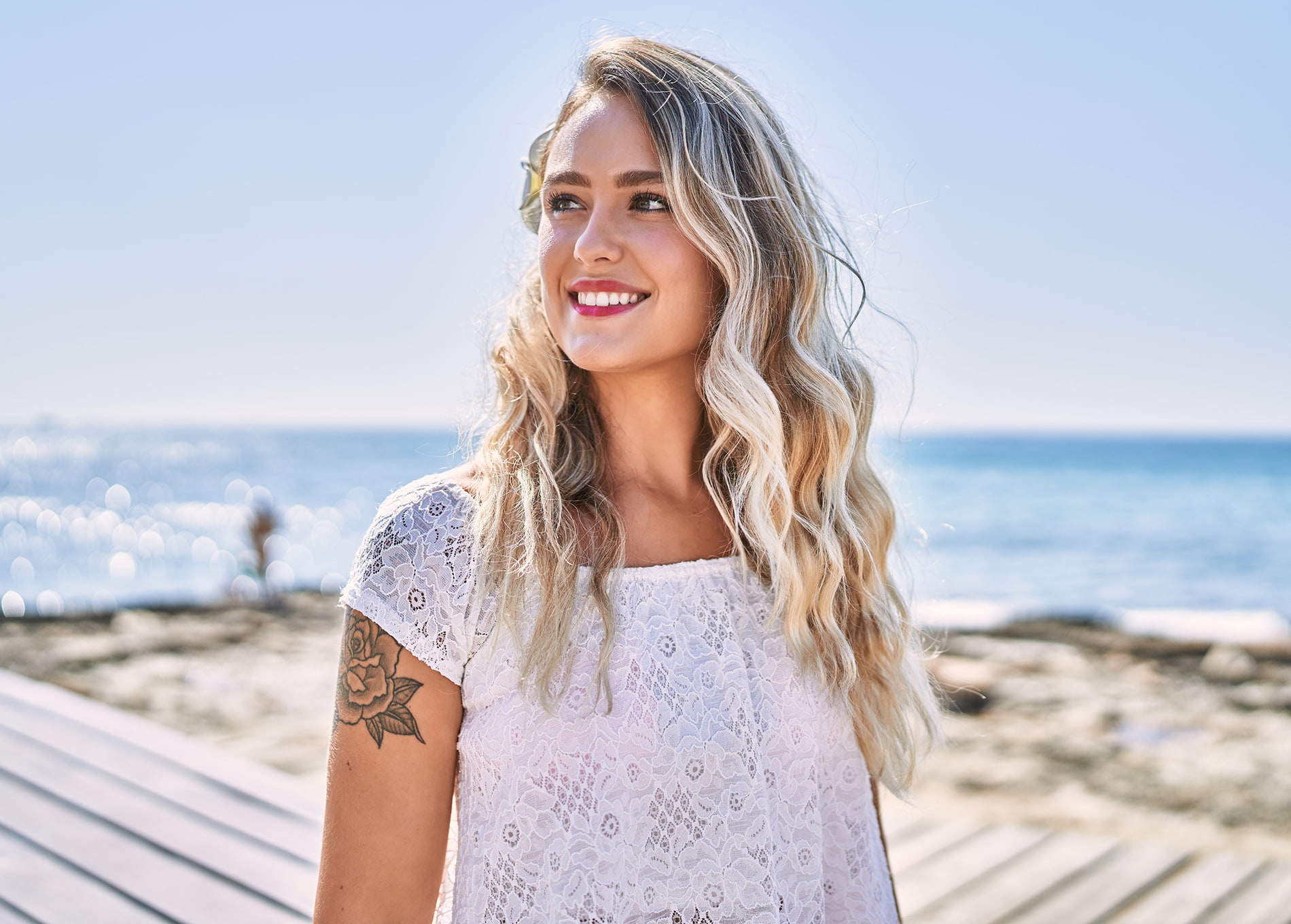 Professional teeth whitening safely removes stains and discoloration for a brighter smile